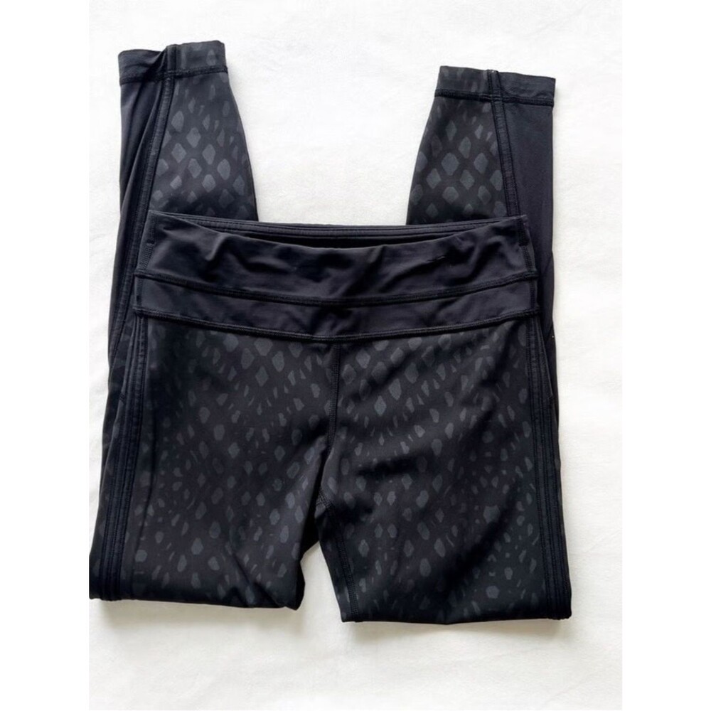 Lululemon Pace Tight Leggings Black Subtle Print High Rise Athletic Women’s 4